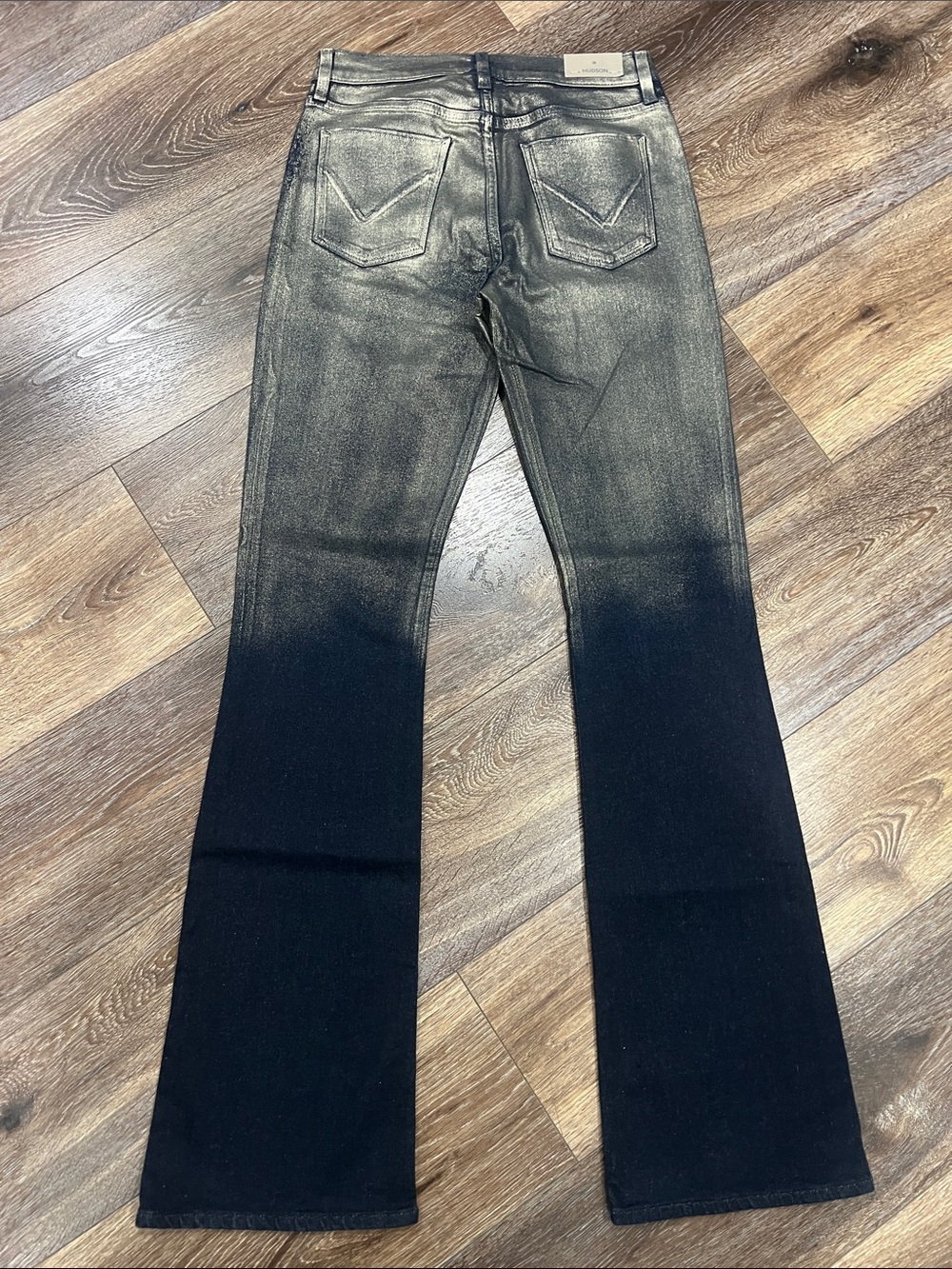 NWT Anthropology Hudson Barbara High-Rise Shine Bootcut Jeans New In Ombré Foil - Picture 7 of 15